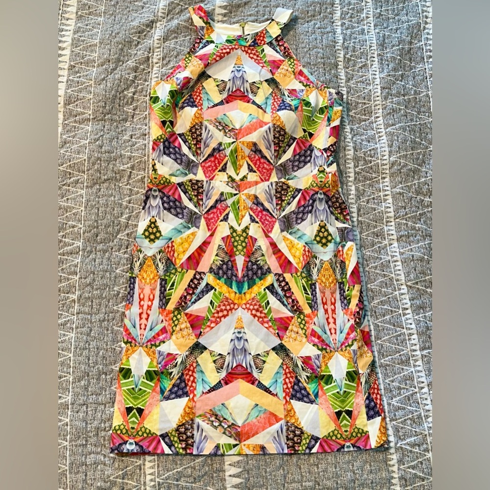 Nicole Miller Artelier Geometric Patchwork Print Dress Size 8 Sleeveless